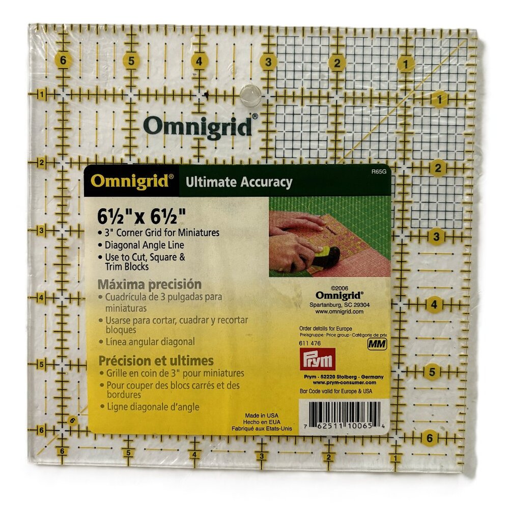 Prym Omnigrid 6.5 x 6.5” Clear Acrylic ruler NWT NOS